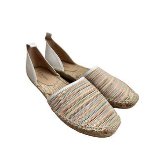 LK Bennett Tan and White Woven Multicolored Flat Espadrilles Size 39
